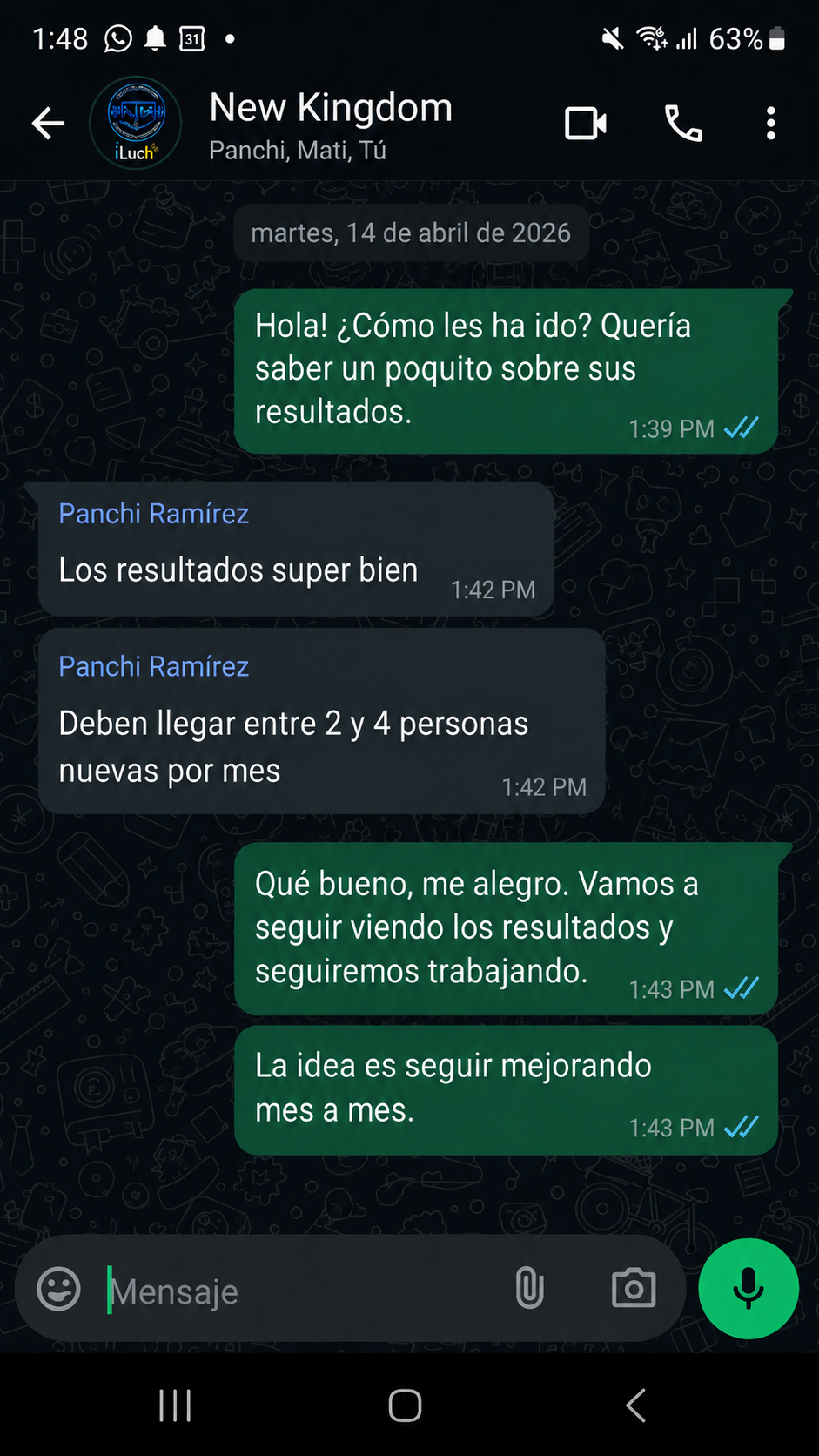 Resultado real de cliente iLuch